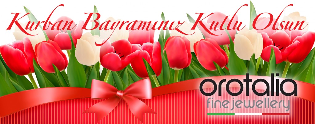 Holiday background with bouquet of red and white flowers with gift bow and ribbons. Vector.